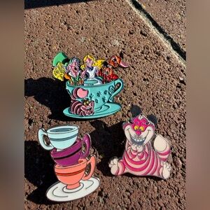 Disney Teacup Pin Trio in Teal, Pink & Coral